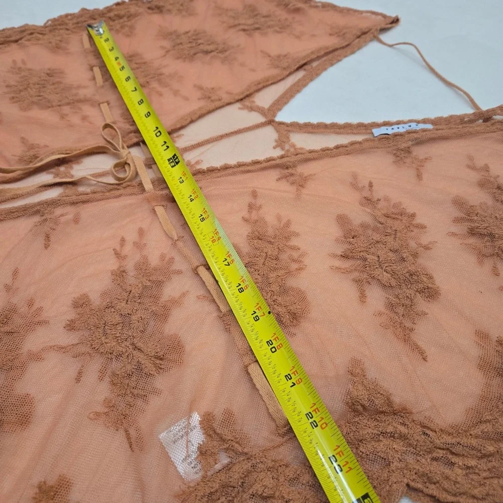 Favlux Floral Lace Kimono Cover Up Terracotta Orange Size L Festival Boho Fairy